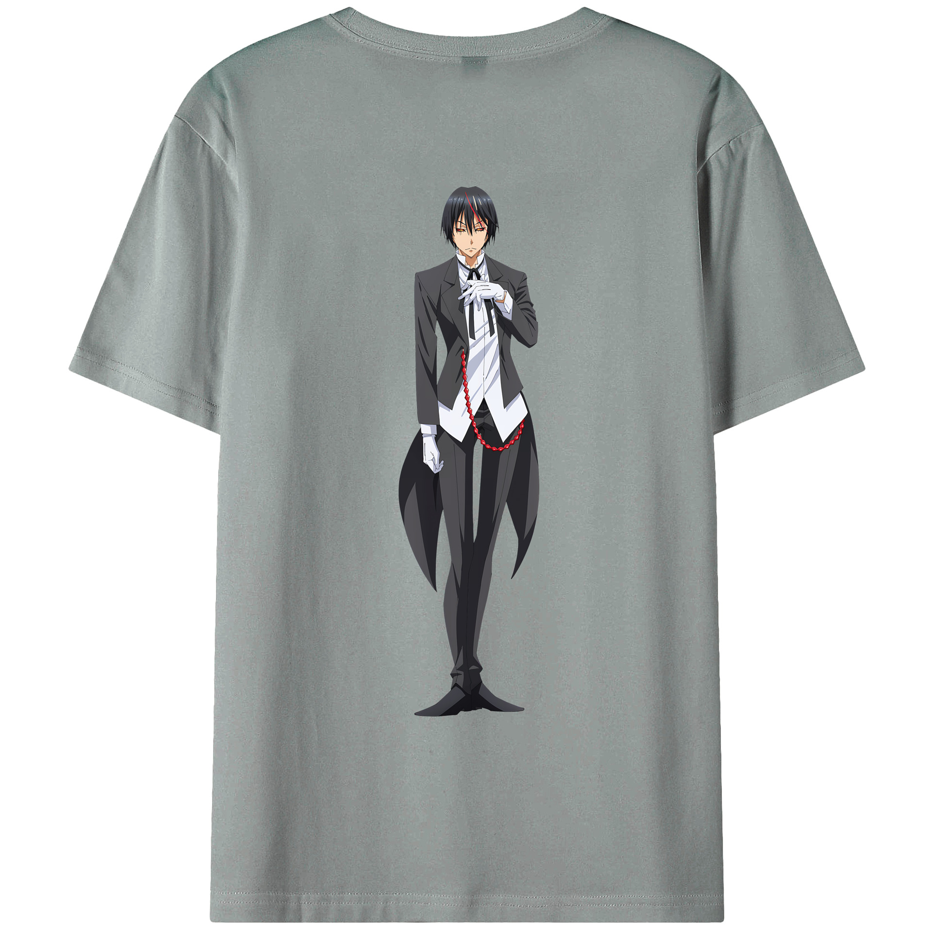（画像用） 転スラ Regarding Reincarnated to Slime 綿100％ メンズ半袖Tシャツ（バックプリント） 通気性